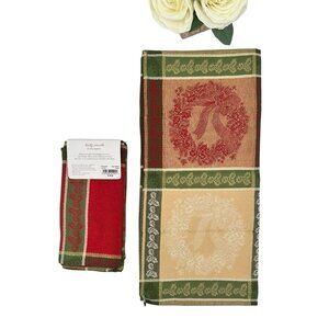 Holiday Wreath Kitchen Towel Set - Red, Green, Gold